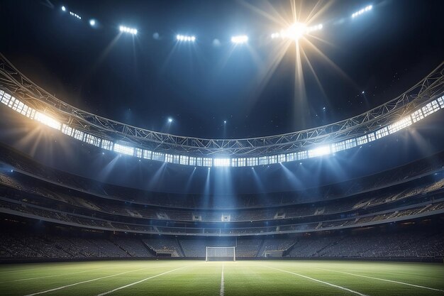 Golden stadium lights with rays