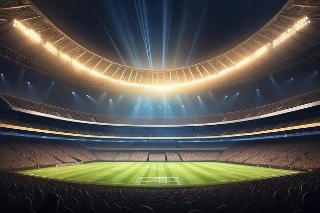 Golden stadium lights with rays