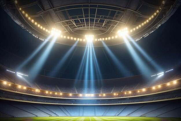 Golden stadium lights with rays