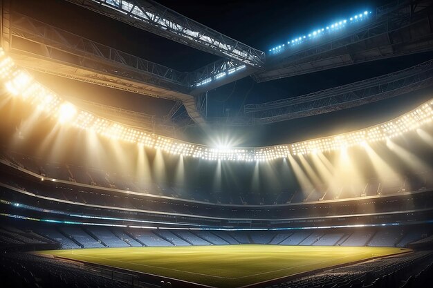 Golden stadium lights with rays