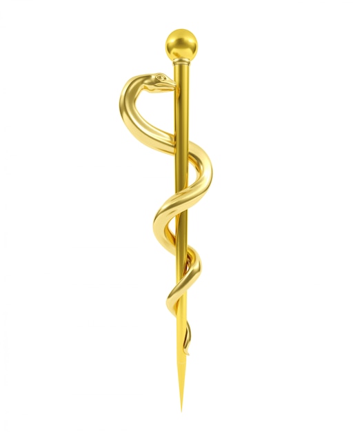 Golden staff of aesculapius rendering