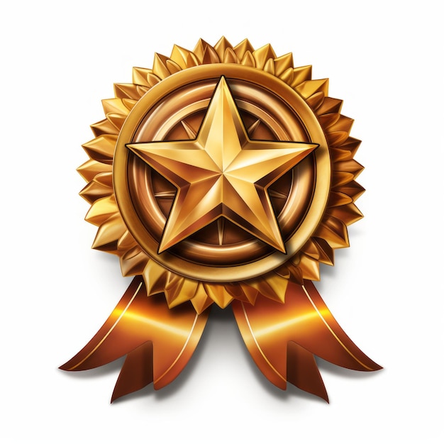 a golden star award on a white background