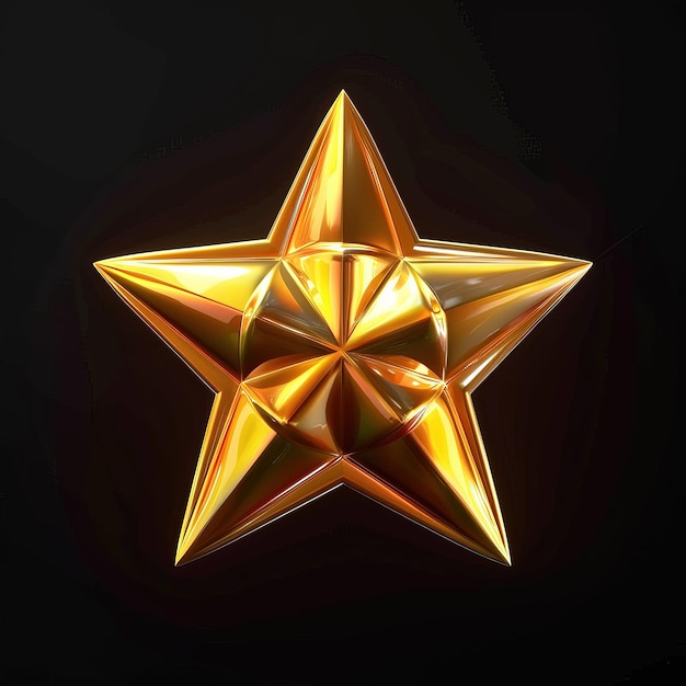 Golden star on a black background 3d rendering 3d illustration
