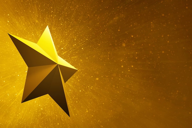 Golden star concept 3d illustration