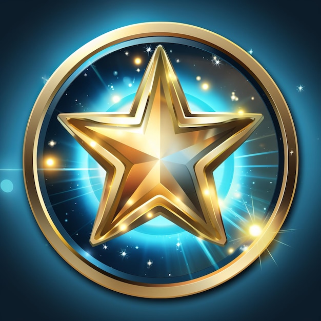 a golden star icon on a dark blue background