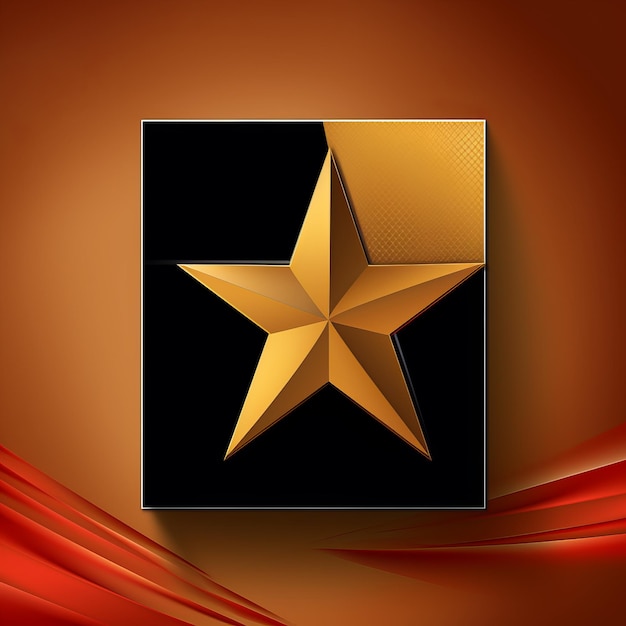 Photo a golden star on a red background