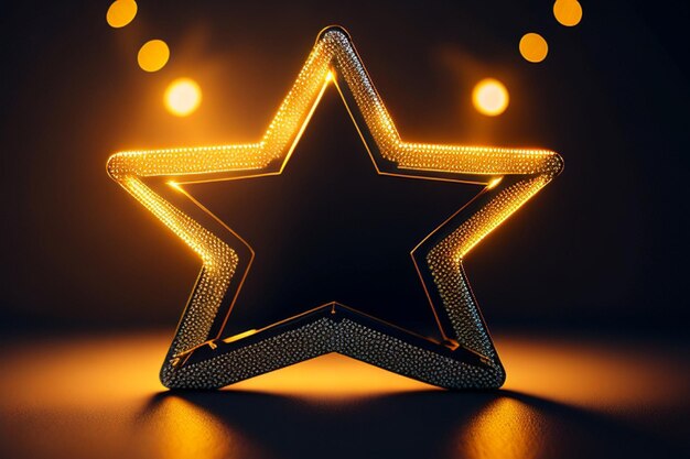 Photo golden star shape stage with lights effect