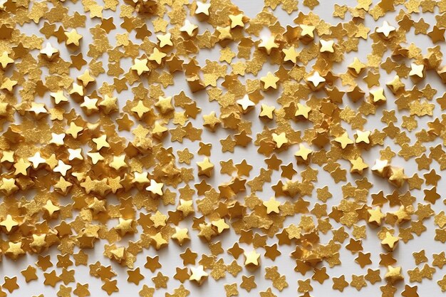 Golden star sprinkles flat lay background gold Generative AI