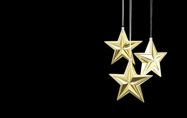 Golden Star Toys Hanging on black background