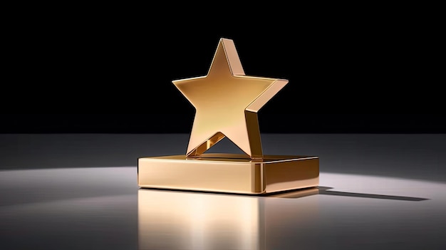 Photo golden star trophy award on dark background