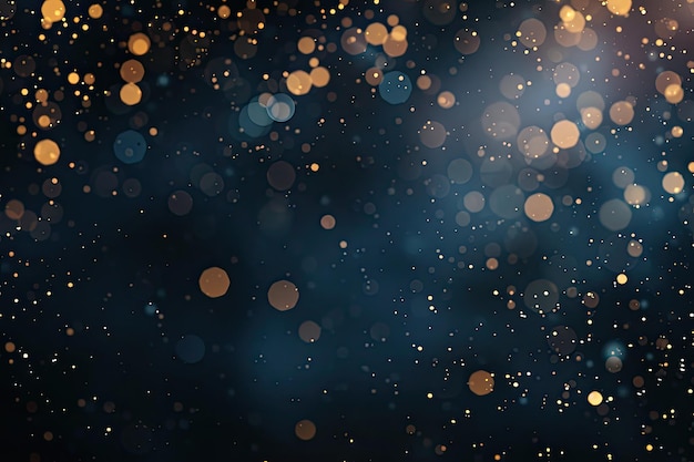 Golden Stardust Bokeh on Black Background for Christmas Design