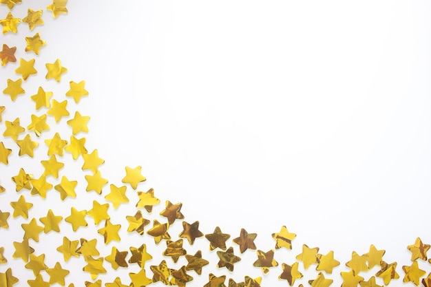 Golden stars on a white background new year