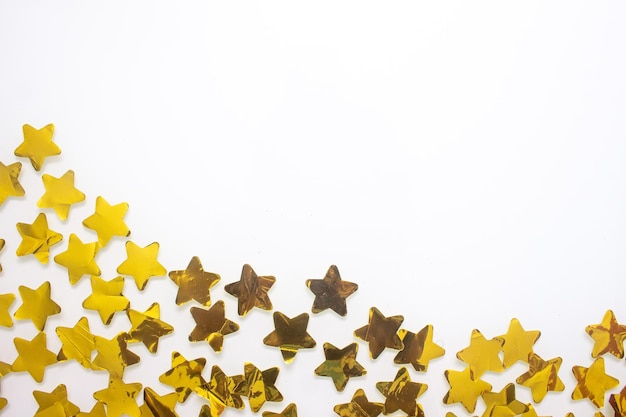 Golden stars on a white background new year