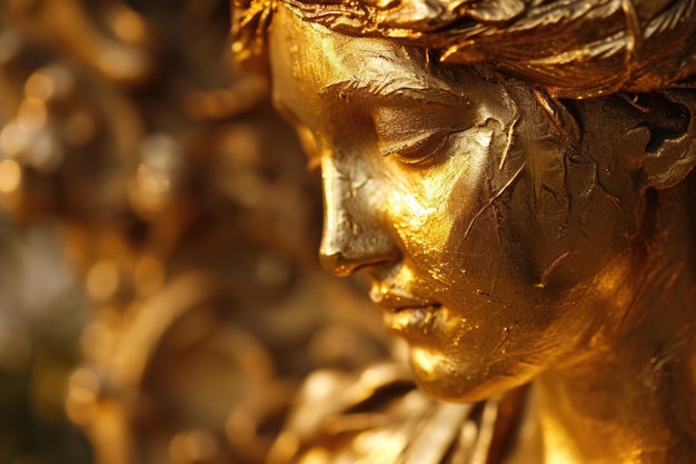 Photo a golden statue of a woman wearing a crown perfect for royalty luxury and elegance concepts