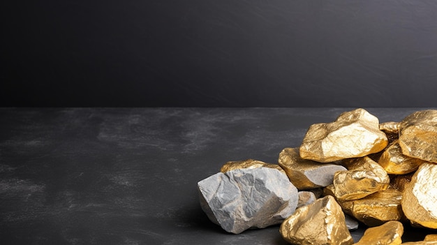 golden stones in a black background gold bars with stones