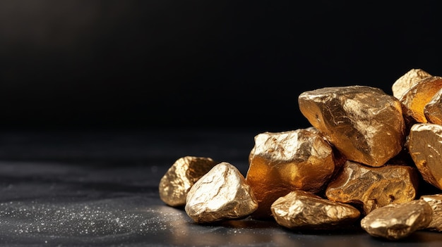 golden stones in a black background gold bars with stones