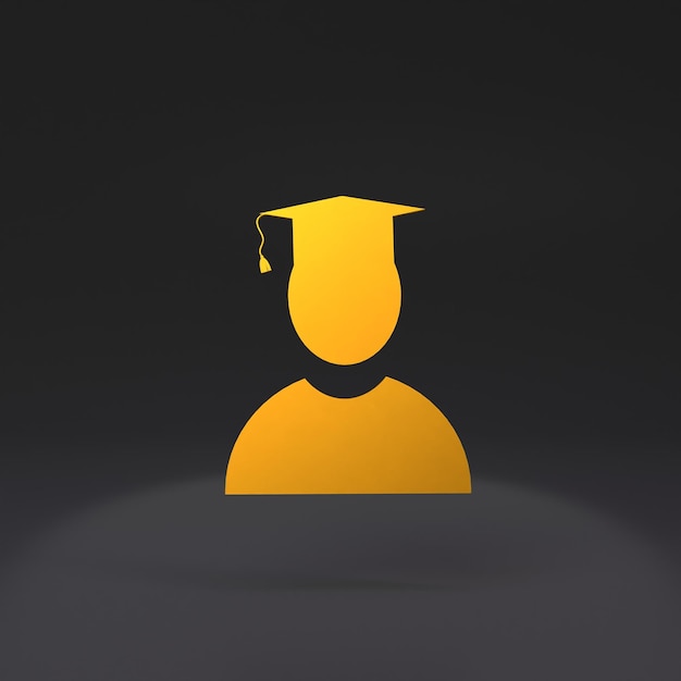 Golden student icon 3d render illustration