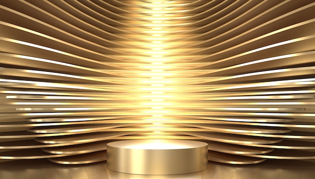 Golden studio pedestal background