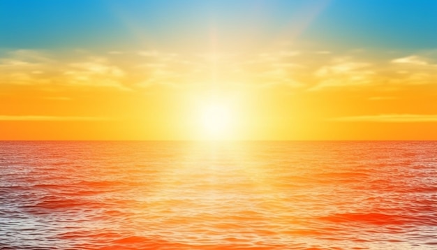 Golden sun sets over tranquil blue seascape nature beauty abstract generated by ai