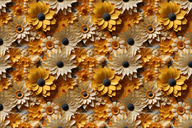 Golden Sunlight Seamless Patterns of Sunflower Elegance