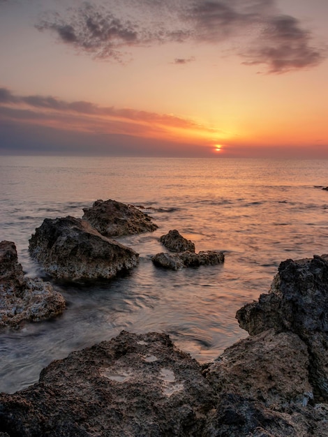 golden sunrise in mediterranean sea Valencian community Spain