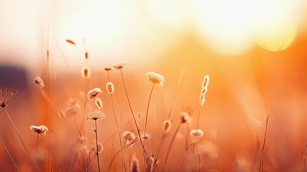 Photo golden sunrise or sunset in field or meadow