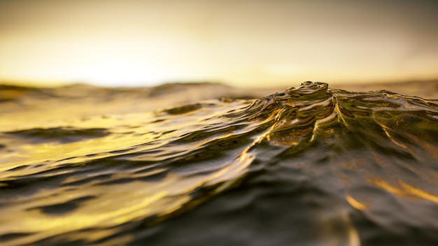 Fondo dorato dell'onda di oceano di tramonto