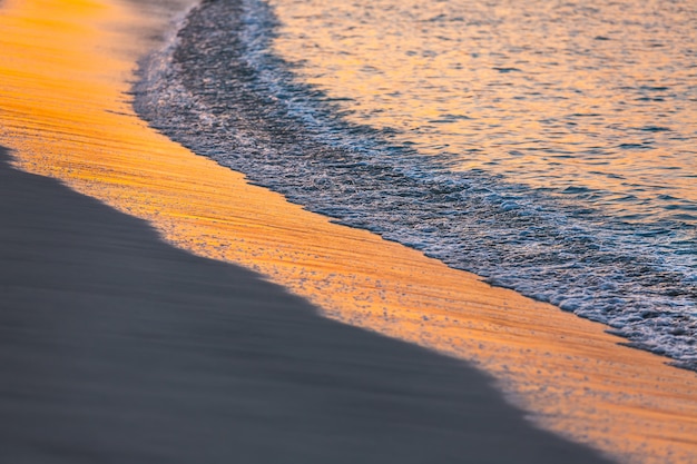 Golden sunset on the sea shore