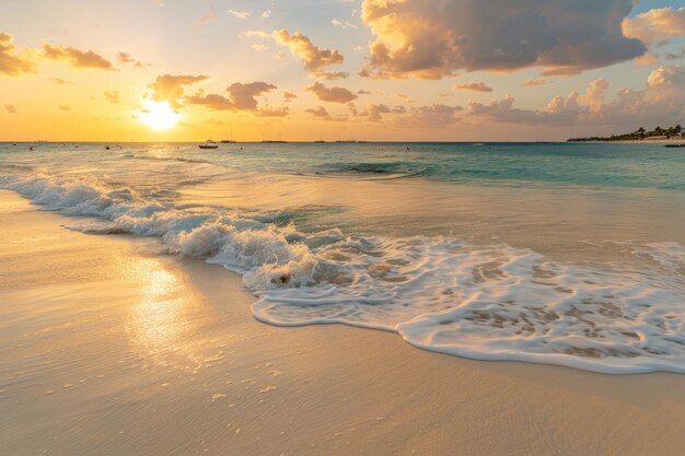 Золотой закат великолепия на спокойном тропическом пляже генеративный ИИ
