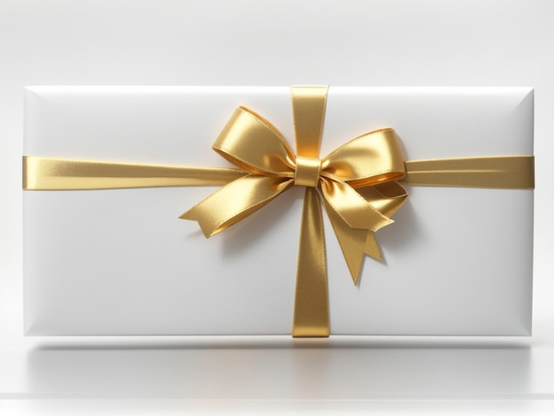 Golden Surprise White Gift Voucher with Elegant Gold Ribbon and Bow