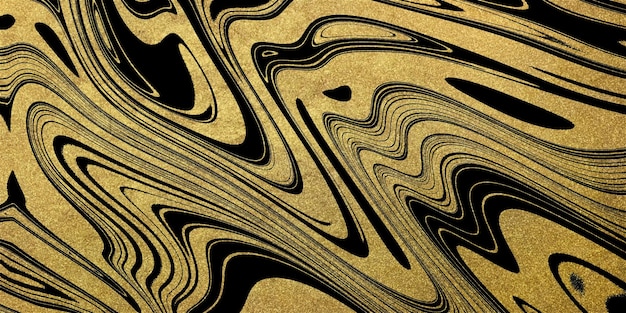 Golden swirl artistic design, gold glitters, black lines, trendy style