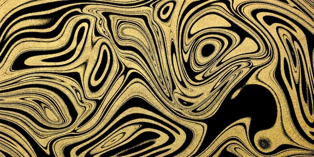 Golden swirl artistic design, gold glitters, black lines, trendy style