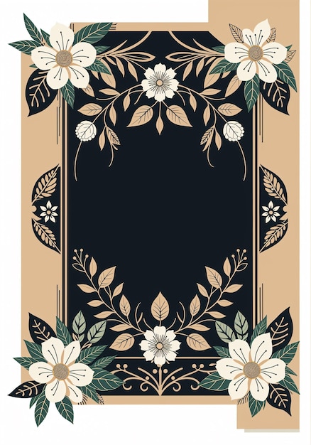 Golden Symmetry Floral Elements on Black and Gold