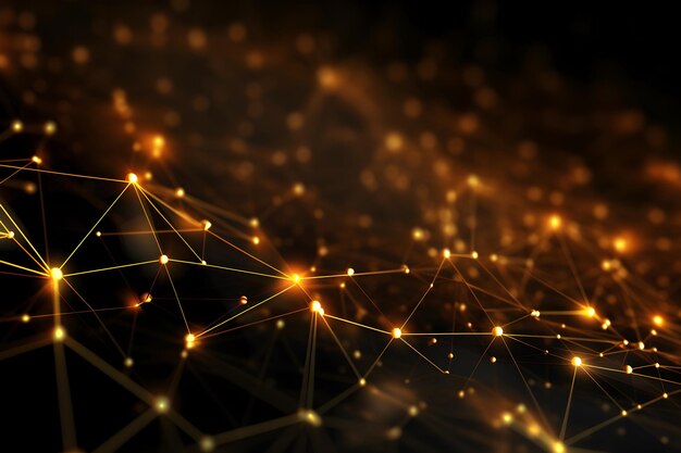 Golden technology wire mesh network connection digital background