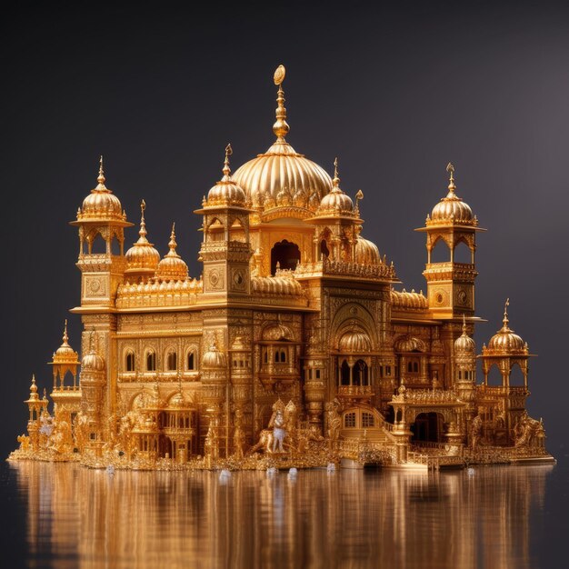 골든 템플 (Golden Temple Amritsar) - 3D 크래프트와 고립된 배경