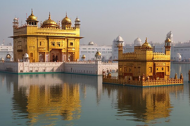 Photo the golden temple at amritsar punjab india the most sacred icon and worship place of sikh religion