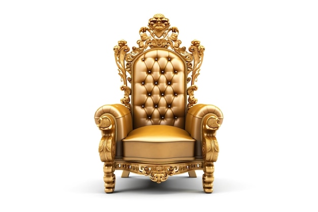 Golden throne on white background AI