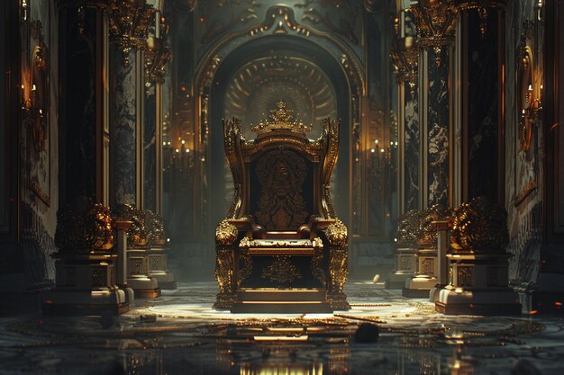 a golden throne with the word  the name of the lord  on the top