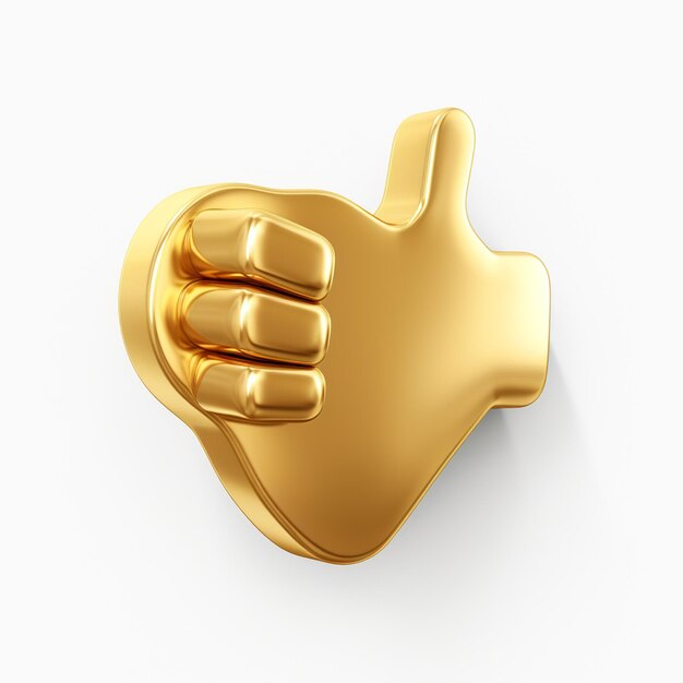 Photo golden thumbs up and down 3d render illustration isolated