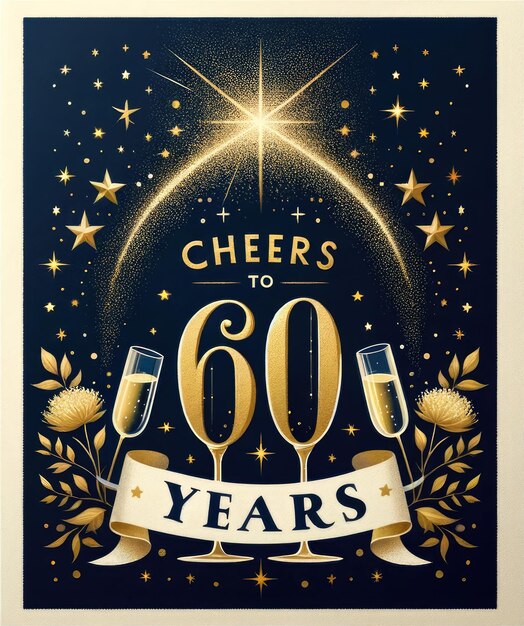 Photo golden toast to sixty years celebration