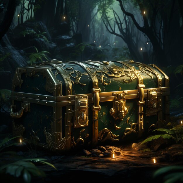 golden treasure box illustration