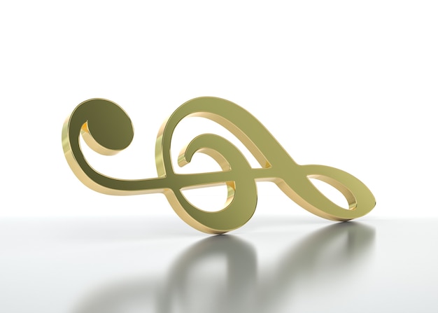 Photo golden treble clef. 3d rendering.