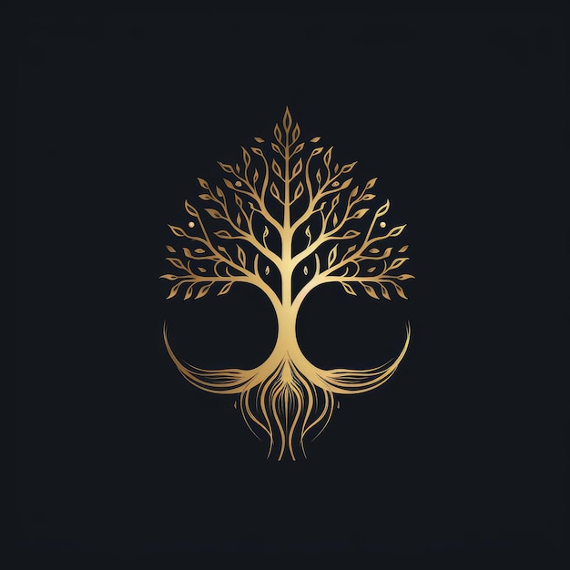 Golden tree of wisdom logo AI generated Image