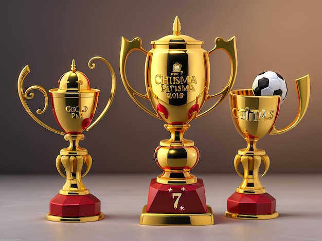 golden trophies awards cup isolated