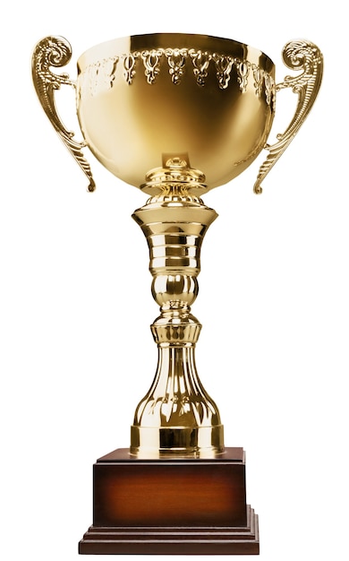 Golden trophy cup, Isolated on white