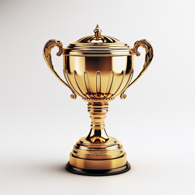 Golden trophy isolated on white background