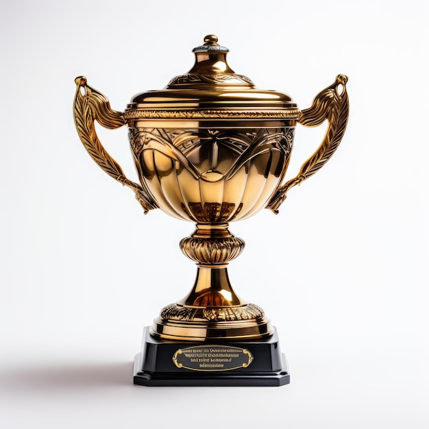 Golden trophy isolated on white background