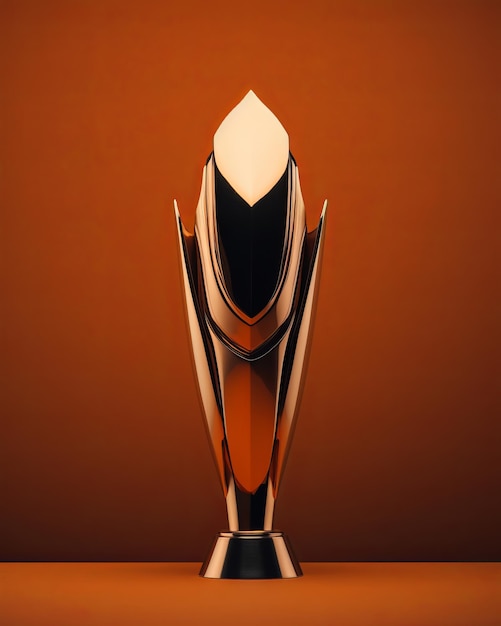 a golden trophy on an orange background