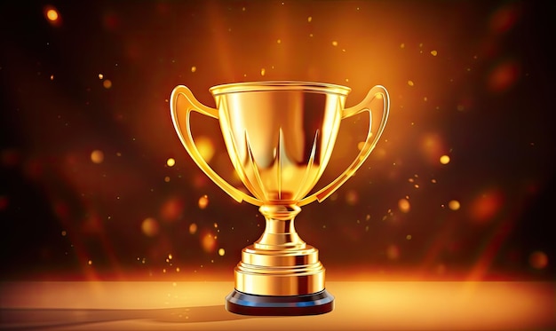 Photo a golden trophy sitting on top of a wooden table