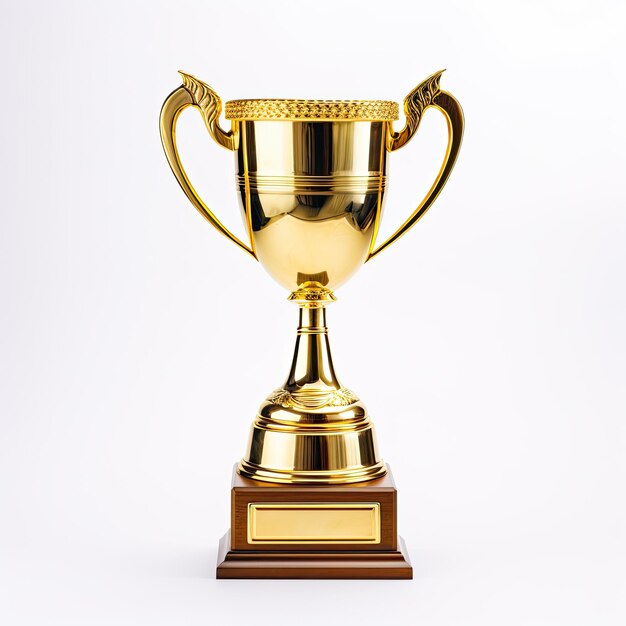 Golden trophy on white background